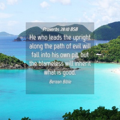 Picture 04 - Proverbs 28:10 BSB - He who leads the upright along the path of evil - Bible Verse Picture