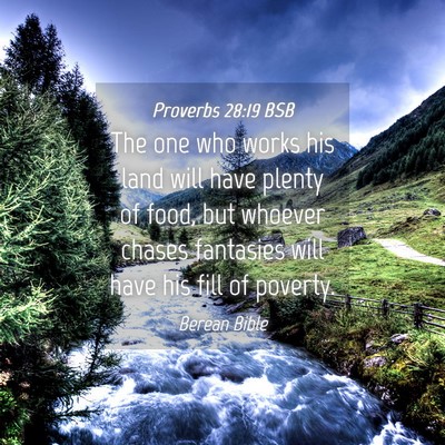 Picture 04 - Proverbs 28:19 BSB - The one who works his land will have plenty of - Bible Verse Picture