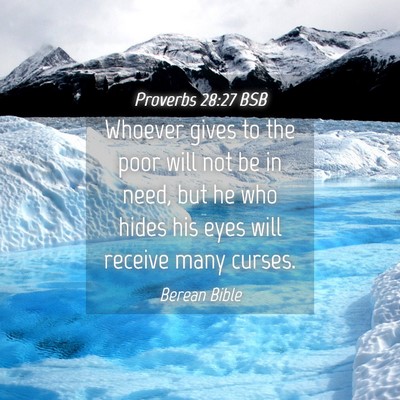 Picture 04 - Proverbs 28:27 BSB - Whoever gives to the poor will not be in need, - Bible Verse Picture