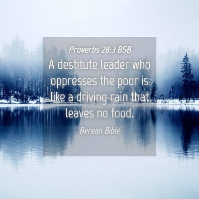 Picture 04 - Proverbs 28:3 BSB - A destitute leader who oppresses the poor is like - Bible Verse Picture