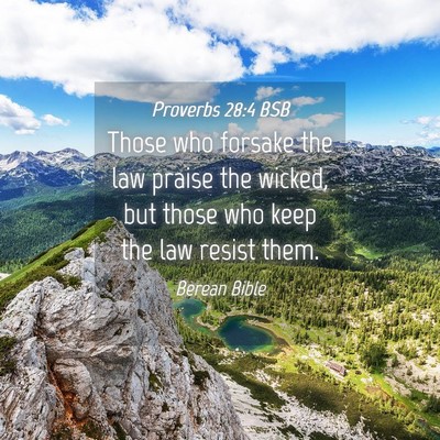 Picture 04 - Proverbs 28:4 BSB - Those who forsake the law praise the wicked, but - Bible Verse Picture