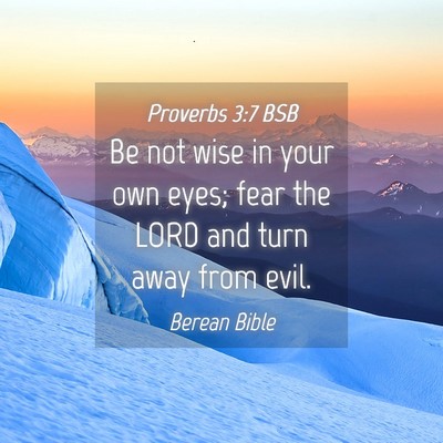 Picture 04 - Proverbs 3:7 BSB - Be not wise in your own eyes; fear the LORD and - Bible Verse Picture