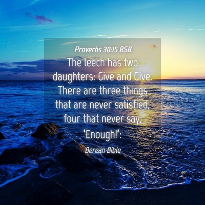 Picture 04 - Proverbs 30:15 BSB - The leech has two daughters: Give and Give. There - Bible Verse Picture