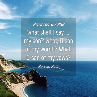 Picture 04 - Proverbs 31:2 BSB - What shall I say, O my son? What, O son of my - Bible Verse Picture