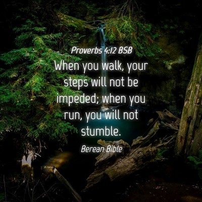 Picture 04 - Proverbs 4:12 BSB - When you walk, your steps will not be impeded; - Bible Verse Picture