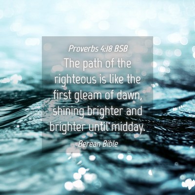 Picture 04 - Proverbs 4:18 BSB - The path of the righteous is like the first gleam - Bible Verse Picture