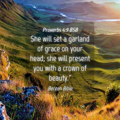 Picture 04 - Proverbs 4:9 BSB - She will set a garland of grace on your head; she - Bible Verse Picture