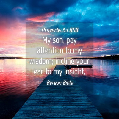 Picture 04 - Proverbs 5:1 BSB - My son, pay attention to my wisdom; incline your - Bible Verse Picture