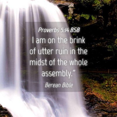 Picture 04 - Proverbs 5:14 BSB - I am on the brink of utter ruin in the midst of - Bible Verse Picture