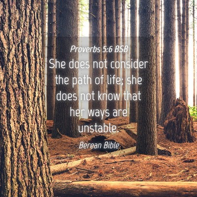 Picture 04 - Proverbs 5:6 BSB - She does not consider the path of life; she does - Bible Verse Picture