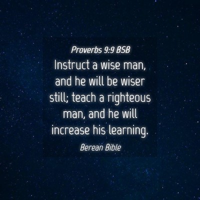 Picture 04 - Proverbs 9:9 BSB - Instruct a wise man, and he will be wiser still; - Bible Verse Picture