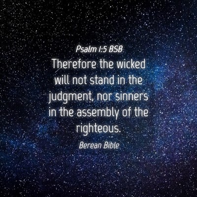 Picture 04 - Psalm 1:5 BSB - Therefore the wicked will not stand in the - Bible Verse Picture