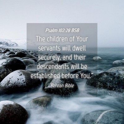 Picture 04 - Psalm 102:28 BSB - The children of Your servants will dwell - Bible Verse Picture
