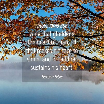 Picture 04 - Psalm 104:15 BSB - wine that gladdens the heart of man, oil that - Bible Verse Picture