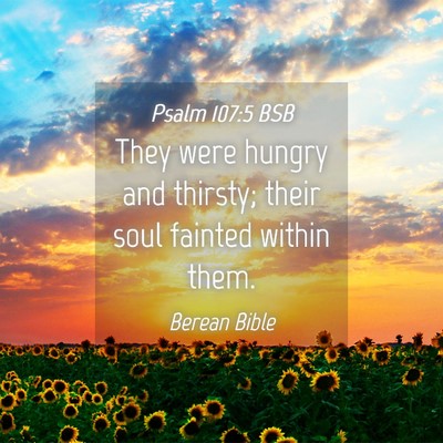 Picture 04 - Psalm 107:5 BSB - They were hungry and thirsty; their soul fainted - Bible Verse Picture