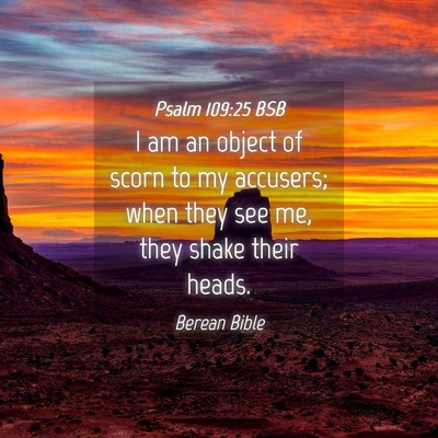Picture 04 - Psalm 109:25 BSB - I am an object of scorn to my accusers; when they - Bible Verse Picture