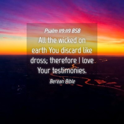 Picture 04 - Psalm 119:119 BSB - All the wicked on earth You discard like dross; - Bible Verse Picture