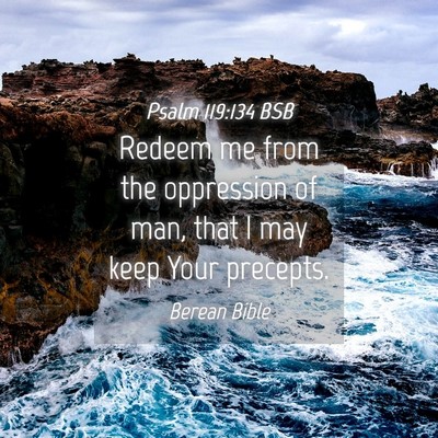 Picture 04 - Psalm 119:134 BSB - Redeem me from the oppression of man, that I may - Bible Verse Picture