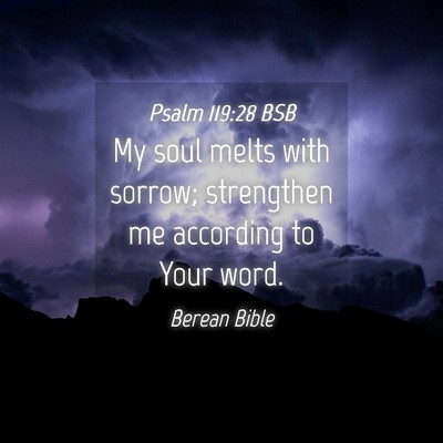 Picture 04 - Psalm 119:28 BSB - My soul melts with sorrow; strengthen me - Bible Verse Picture