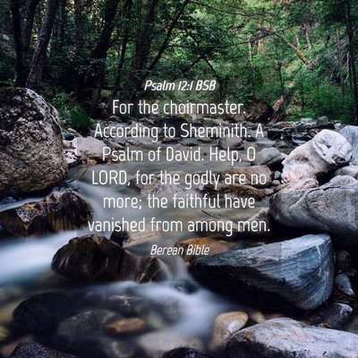 Picture 04 - Psalm 12:1 BSB - For the choirmaster. According to Sheminith. A - Bible Verse Picture