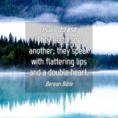 Picture 04 - Psalm 12:2 BSB - They lie to one another; they speak with - Bible Verse Picture