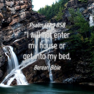 Picture 04 - Psalm 132:3 BSB - “I will not enter my house or get into my - Bible Verse Picture