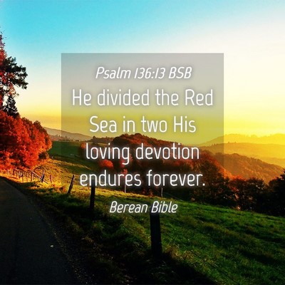 Picture 04 - Psalm 136:13 BSB - He divided the Red Sea in two His loving devotion - Bible Verse Picture