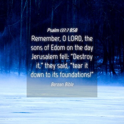 Picture 04 - Psalm 137:7 BSB - Remember, O LORD, the sons of Edom on the day - Bible Verse Picture