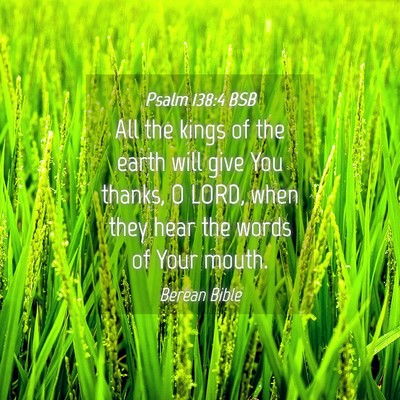 Picture 04 - Psalm 138:4 BSB - All the kings of the earth will give You thanks, - Bible Verse Picture