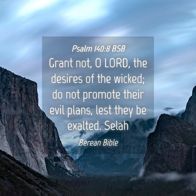 Picture 04 - Psalm 140:8 BSB - Grant not, O LORD, the desires of the wicked; do - Bible Verse Picture
