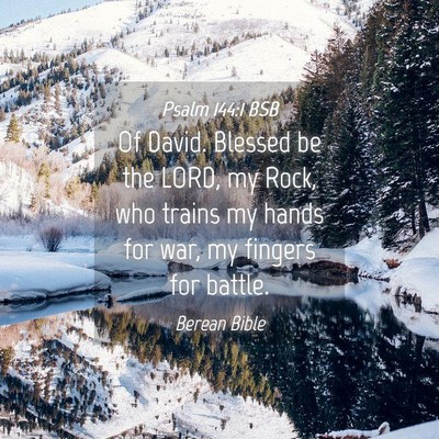 Picture 04 - Psalm 144:1 BSB - Of David. Blessed be the LORD, my Rock, who - Bible Verse Picture