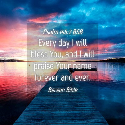 Picture 04 - Psalm 145:2 BSB - Every day I will bless You, and I will praise - Bible Verse Picture