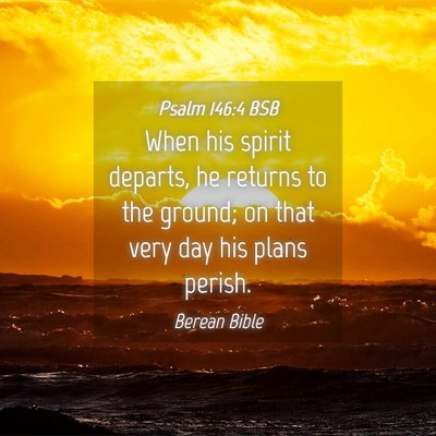 Picture 04 - Psalm 146:4 BSB - When his spirit departs, he returns to the - Bible Verse Picture