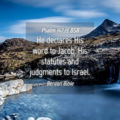 Picture 04 - Psalm 147:19 BSB - He declares His word to Jacob, His statutes and - Bible Verse Picture