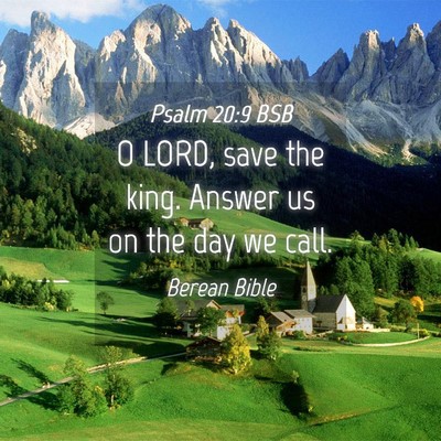 Picture 04 - Psalm 20:9 BSB - O LORD, save the king. Answer us on the day we - Bible Verse Picture