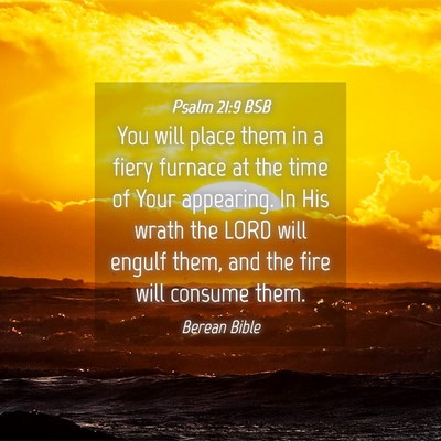 Picture 04 - Psalm 21:9 BSB - You will place them in a fiery furnace at the - Bible Verse Picture
