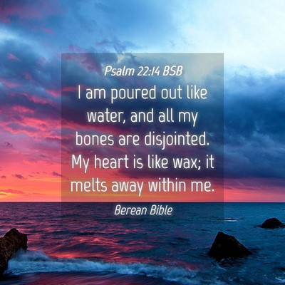 Picture 04 - Psalm 22:14 BSB - I am poured out like water, and all my bones are - Bible Verse Picture