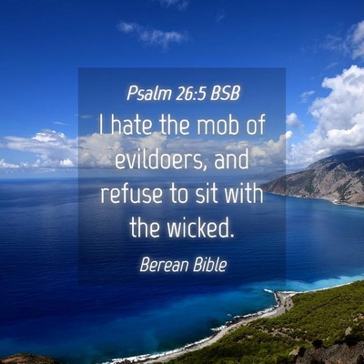 Picture 04 - Psalm 26:5 BSB - I hate the mob of evildoers, and refuse to sit - Bible Verse Picture