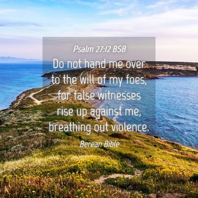 Picture 04 - Psalm 27:12 BSB - Do not hand me over to the will of my foes, for - Bible Verse Picture