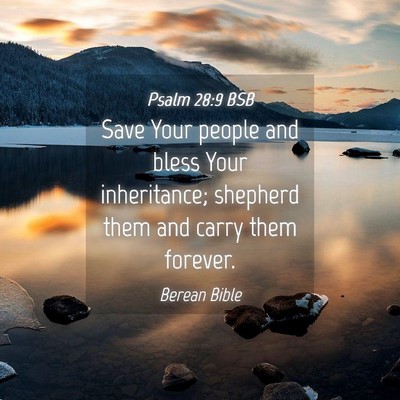 Picture 04 - Psalm 28:9 BSB - Save Your people and bless Your inheritance; - Bible Verse Picture