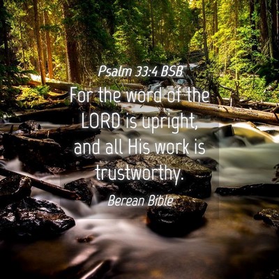 Picture 04 - Psalm 33:4 BSB - For the word of the LORD is upright, and all His - Bible Verse Picture