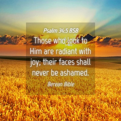 Picture 04 - Psalm 34:5 BSB - Those who look to Him are radiant with joy; their - Bible Verse Picture