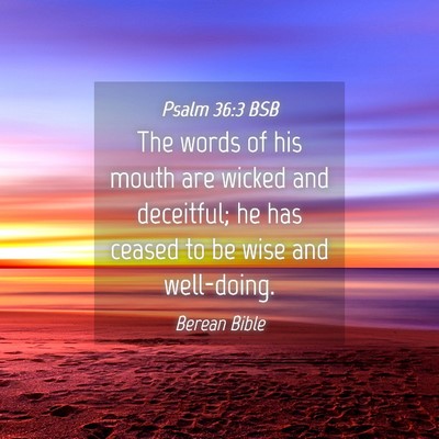 Picture 04 - Psalm 36:3 BSB - The words of his mouth are wicked and deceitful; - Bible Verse Picture
