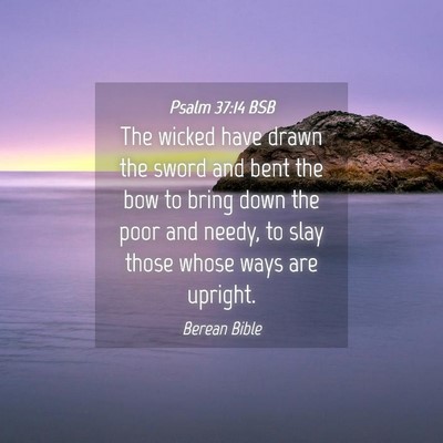 Picture 04 - Psalm 37:14 BSB - The wicked have drawn the sword and bent the bow - Bible Verse Picture