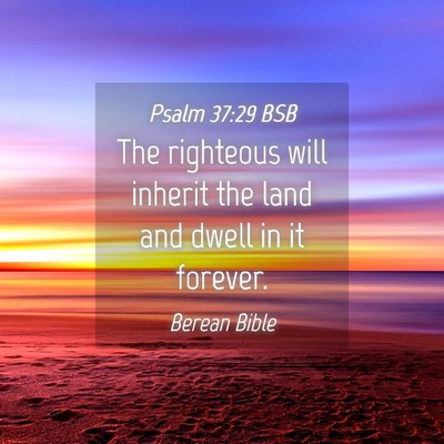 Picture 04 - Psalm 37:29 BSB - The righteous will inherit the land and dwell in - Bible Verse Picture
