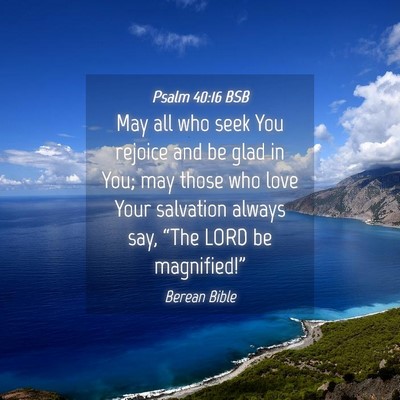 Picture 04 - Psalm 40:16 BSB - May all who seek You rejoice and be glad in You; - Bible Verse Picture