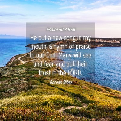 Picture 04 - Psalm 40:3 BSB - He put a new song in my mouth, a hymn of praise - Bible Verse Picture