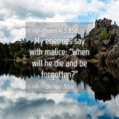 Picture 04 - Psalm 41:5 BSB - My enemies say with malice: “When will he die - Bible Verse Picture