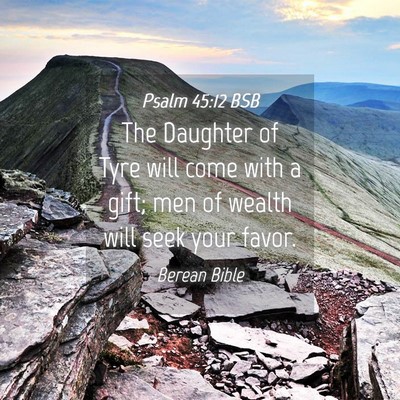 Picture 04 - Psalm 45:12 BSB - The Daughter of Tyre will come with a gift; men - Bible Verse Picture