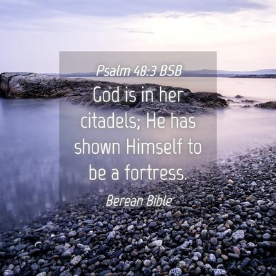 Picture 04 - Psalm 48:3 BSB - God is in her citadels; He has shown Himself to - Bible Verse Picture